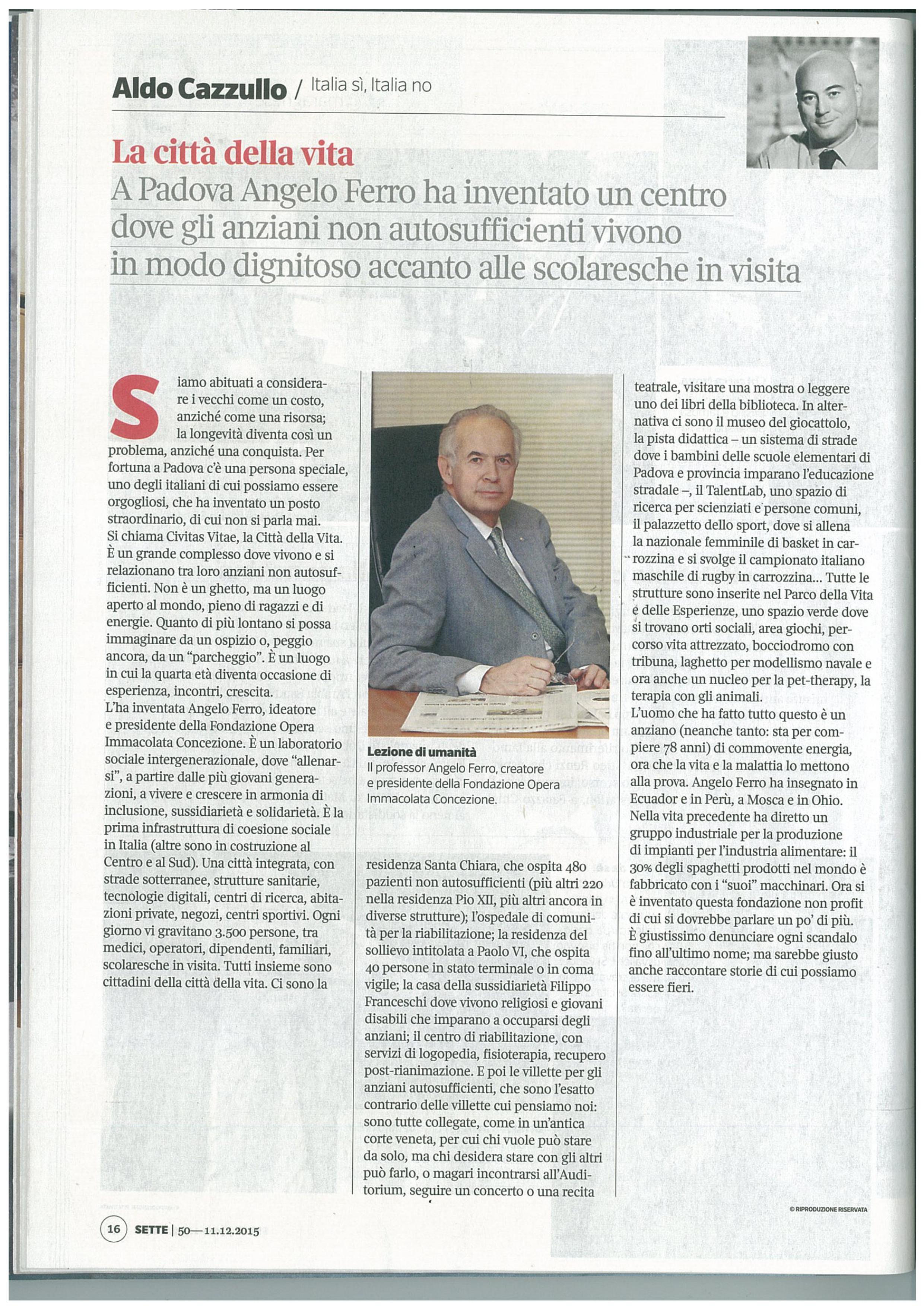Premio ” Buone notizie” Corriere al prof. Angelo Ferro | Il Giornale di ...
