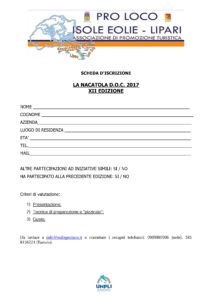 SCHEDA ISCRIZIONE NACATOLA