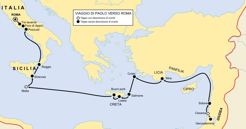 Viaggiodi Paolo naufragio a Malta