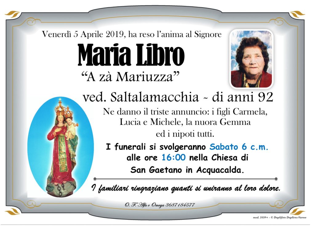 Libro Maria ved. Saltalamacchia