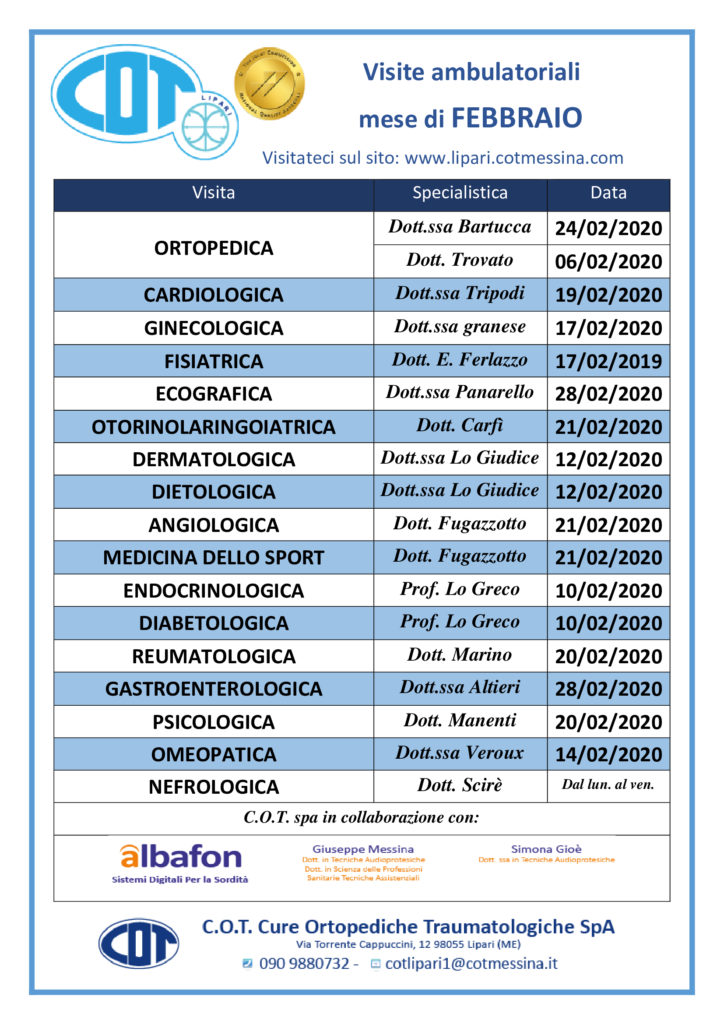 COT Lipari : visite ambulatoriali di gennaio 6