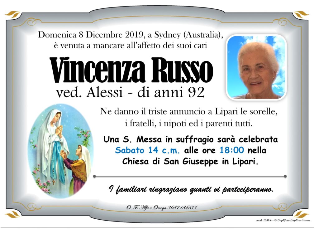 (Vincenza Russo - messa in suffragio)
