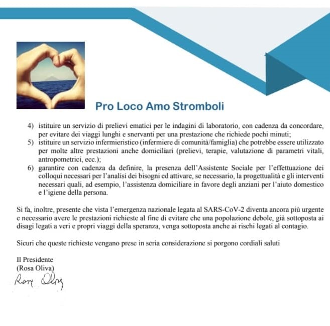 Sanità a Stromboli : le richieste della Pro Loco al presidente Musumeci