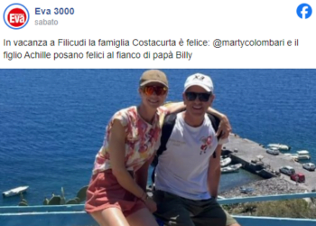 Billy, Martina e Achille : giorni felici a Filicudi per la famiglia Costacurta
