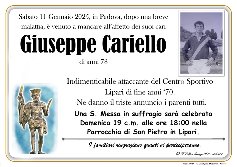 E' morto Giuseppe Cariello