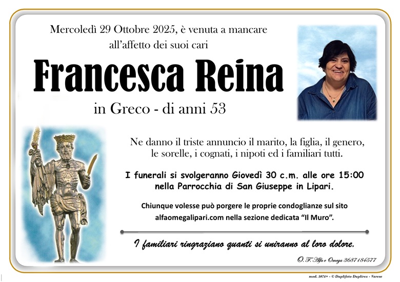 E' morta Francesca Reina