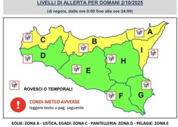 Piogge sparse con rovesci di forte intensità : E' allerta metoe per il 2 ottobre 1