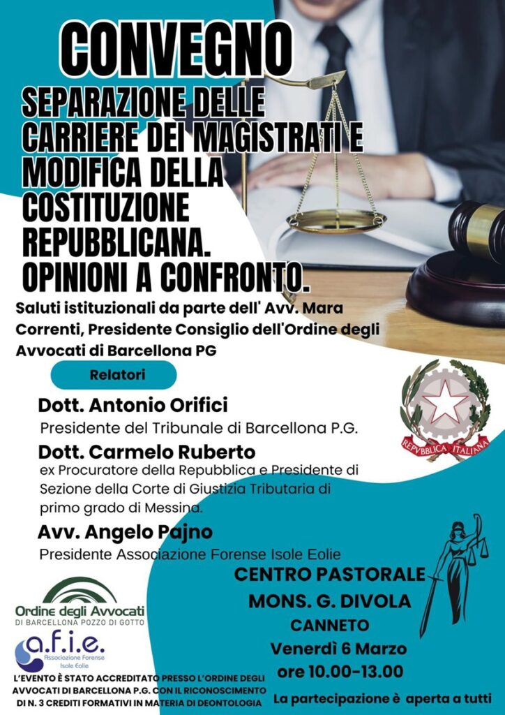 A Lipari convegno su separazione carriere dei magistrati e modifica della Costituzione 1