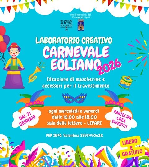 Lipari, dal 21 gennaio laboratori di Carnevale per i b