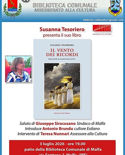 Malfa presenta "Il vento dei ricordi": Susanna Tesoriero incontra i lettori il 3 luglio