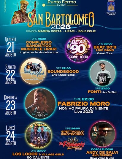 San Bartolomeo 2026 : il programma degli spettacoli