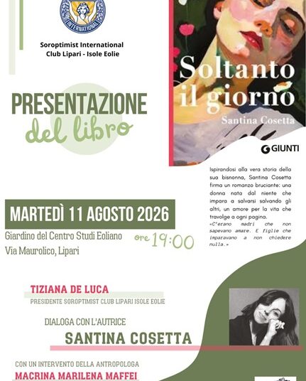 "Soltanto il giorno", a Lipari la presentazione del libro di Santina Cosetta