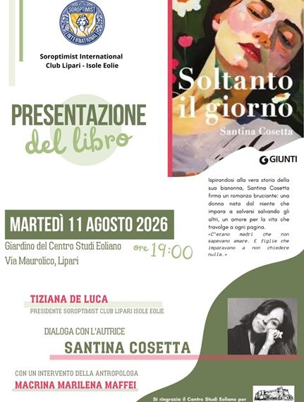 "Soltanto il giorno", a Lipari la presentazione del libro di Santina Cosetta