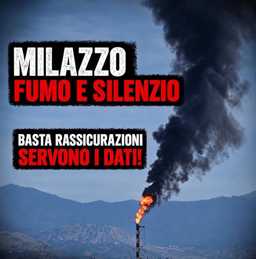 Milazzo, fumo nero dalla raffineria: Sciotto chiede dati e trasparenza